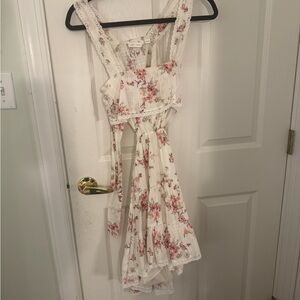 Floral White and Pink Dress